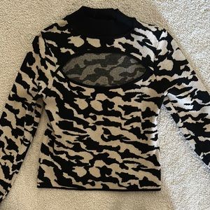 Forever 21 Black and Tan Cut Out Fitted Blouse